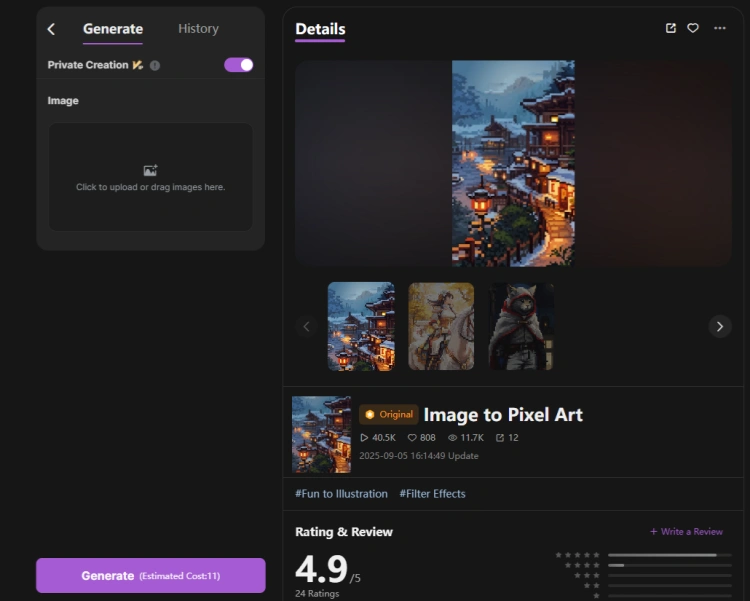 Image to Pixel Art in SeaArt