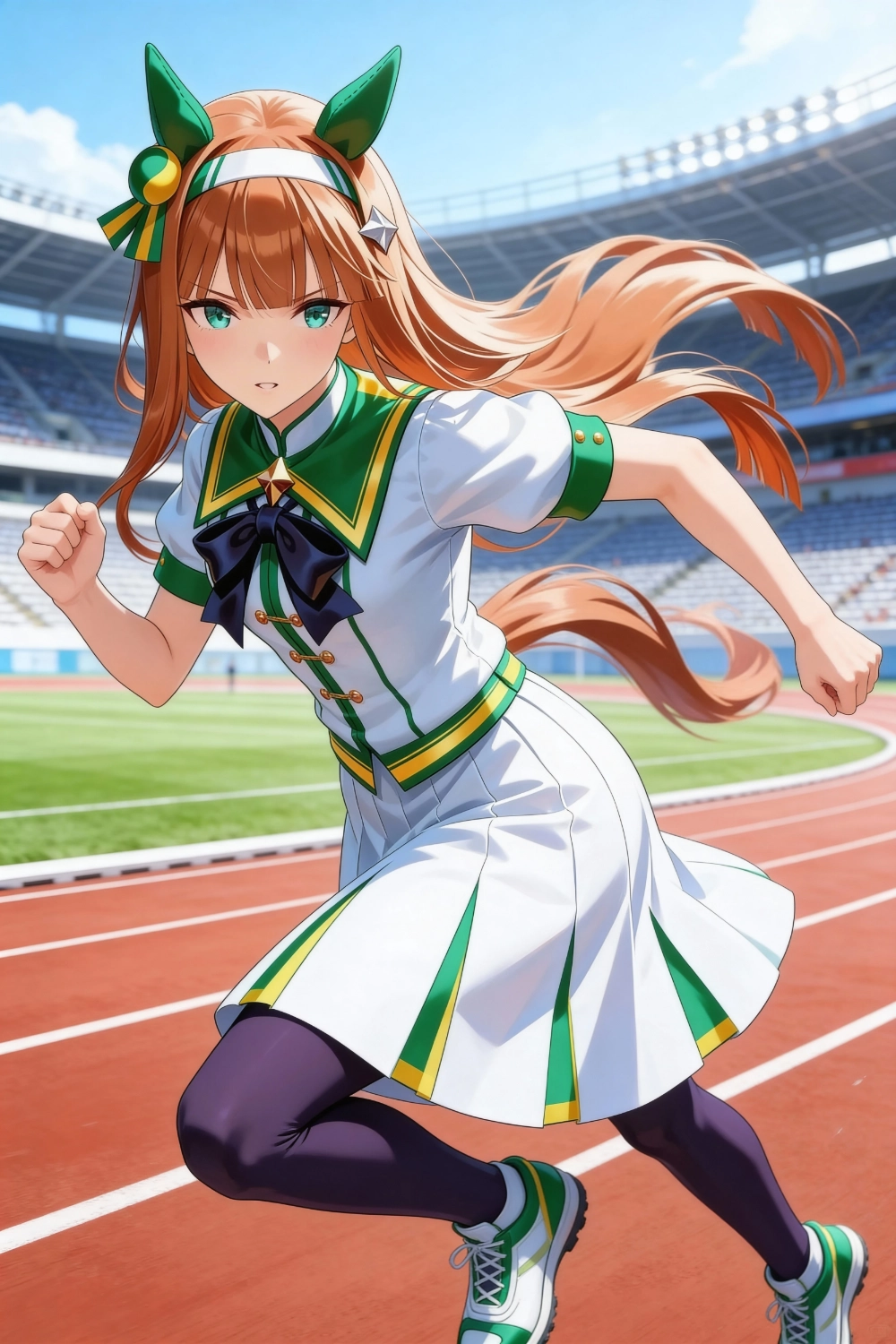 勝負服を着ている疾走中のサイレンススズカ