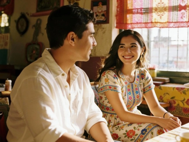 Couple in a Bohemian Café in Mexico City