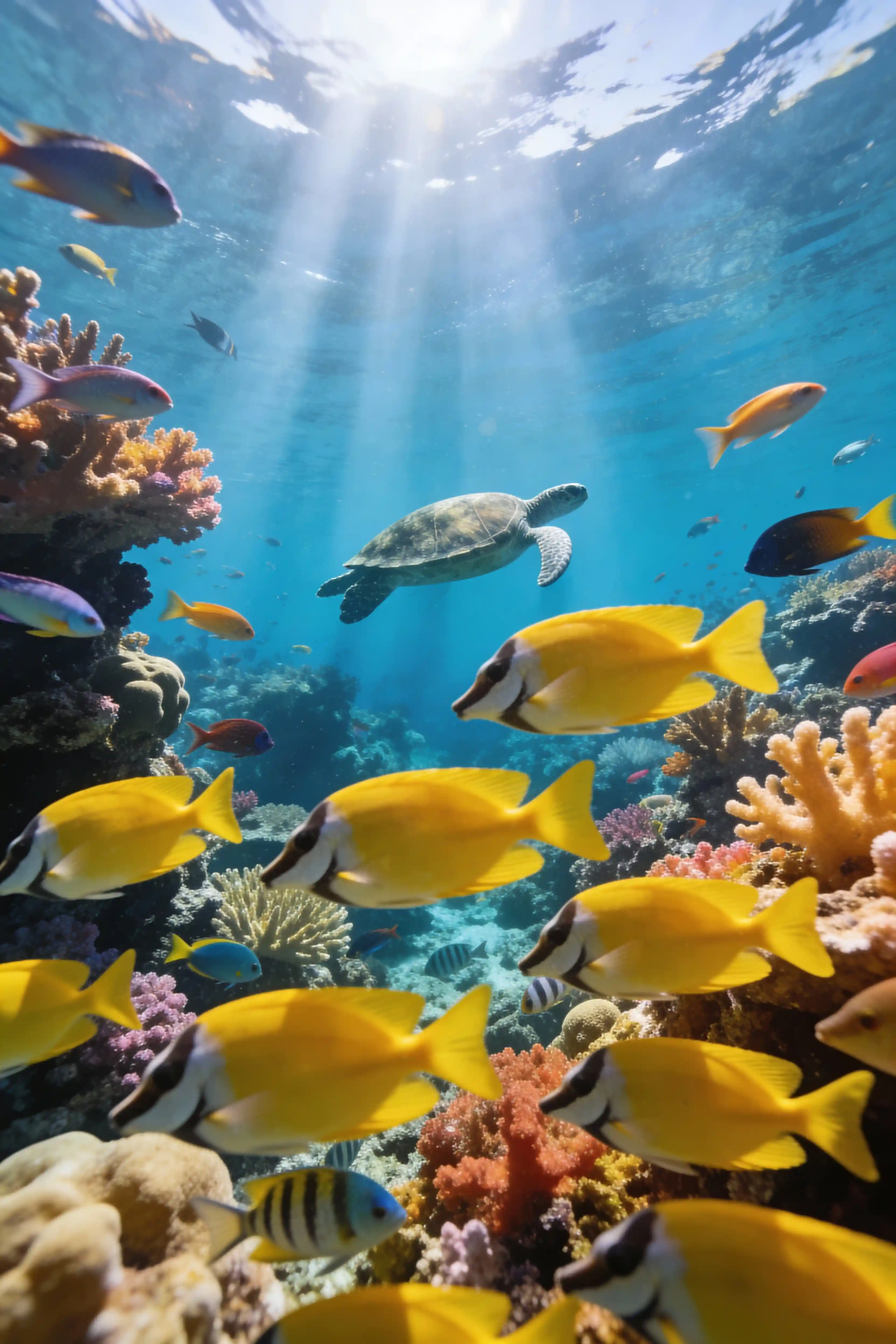 Подводная сцена кораллового рифа, созданная с помощью Grok Imagine