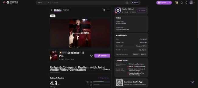 Seedance 1.5 Pro Model on SeaArt AI