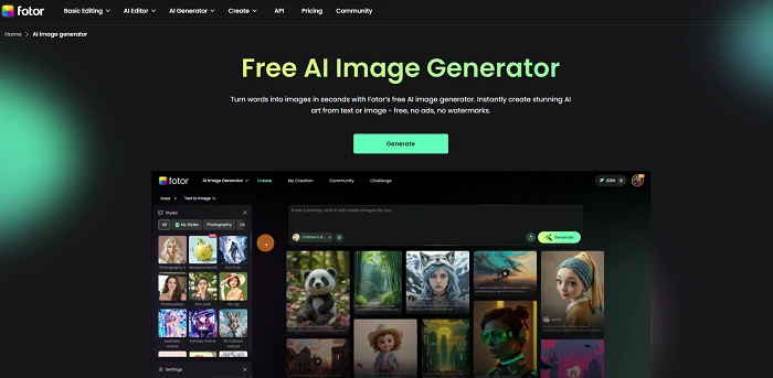 Fotor's AI image generator