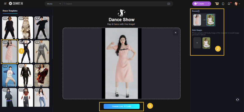 SeaArt's AI dance generator