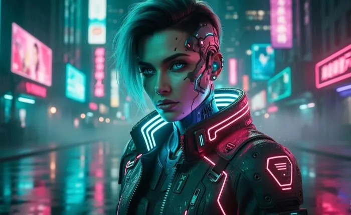 AI-generated cyberpunk girl