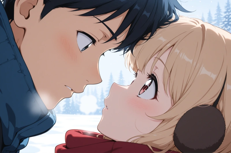 寒い日のマフラーシェア