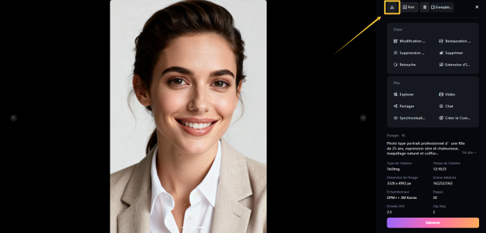 Télécharger les images de filles générées