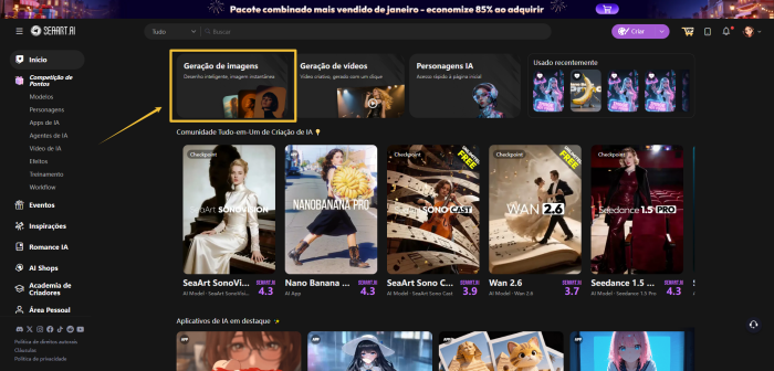 Geração de imagens com SeaArt AI