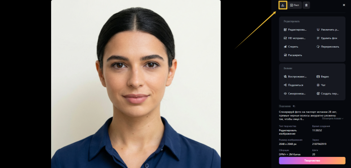 Скачайте сгенерированное фото на документы