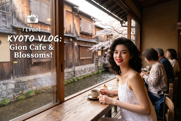 京都・祇園白川エリアのカフェテラスで一息