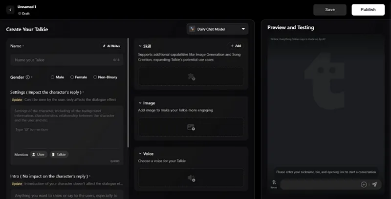 Create Your Talkie Page