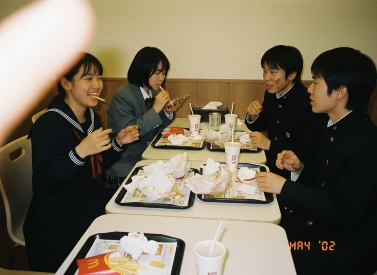 放課後のファストフード店・部活帰りスナップ