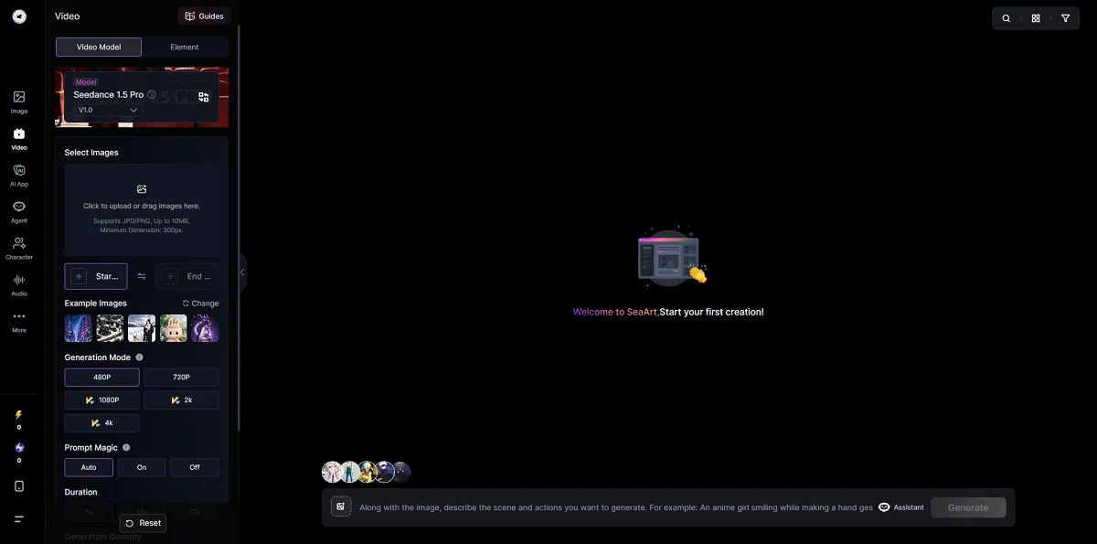 SeaArt's Seedance 1.5 pro video generator