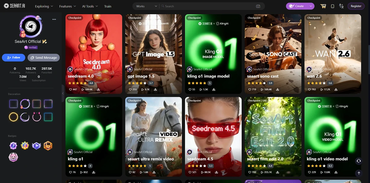 SeaArt Official Account Homepage