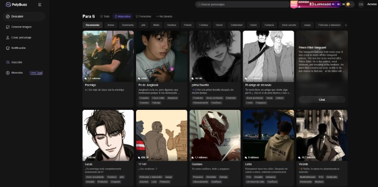 Página de inicio de Polybuzz AI