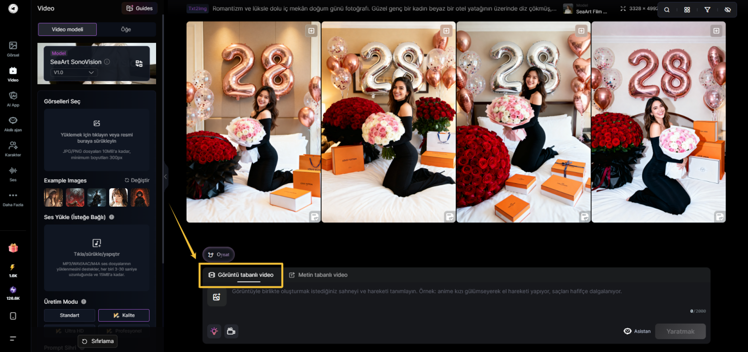 SeaArt’ın Görselden Videoya özelliği