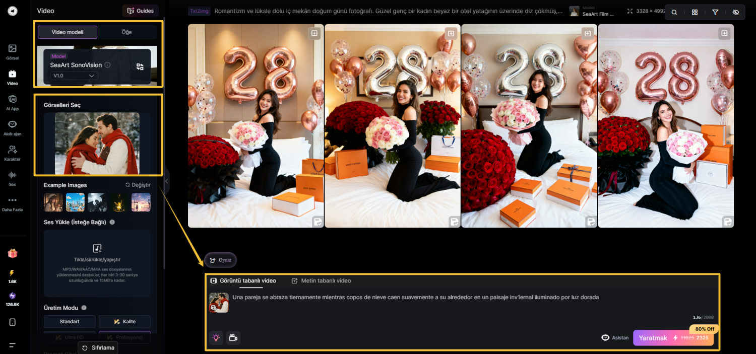 Fotoğrafı yükle ve promptları yaz