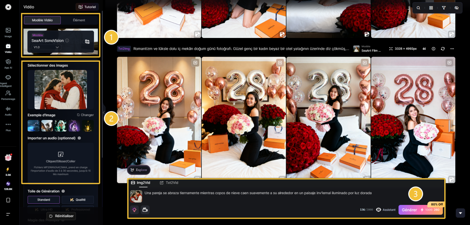 Téléversez la photo et saisissez les prompts.