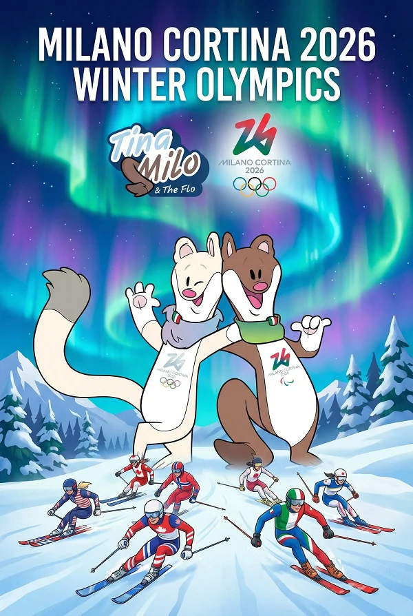 AI 2026 Winter Olympics Mascot Poster by Seedream 5 AI Image Generator