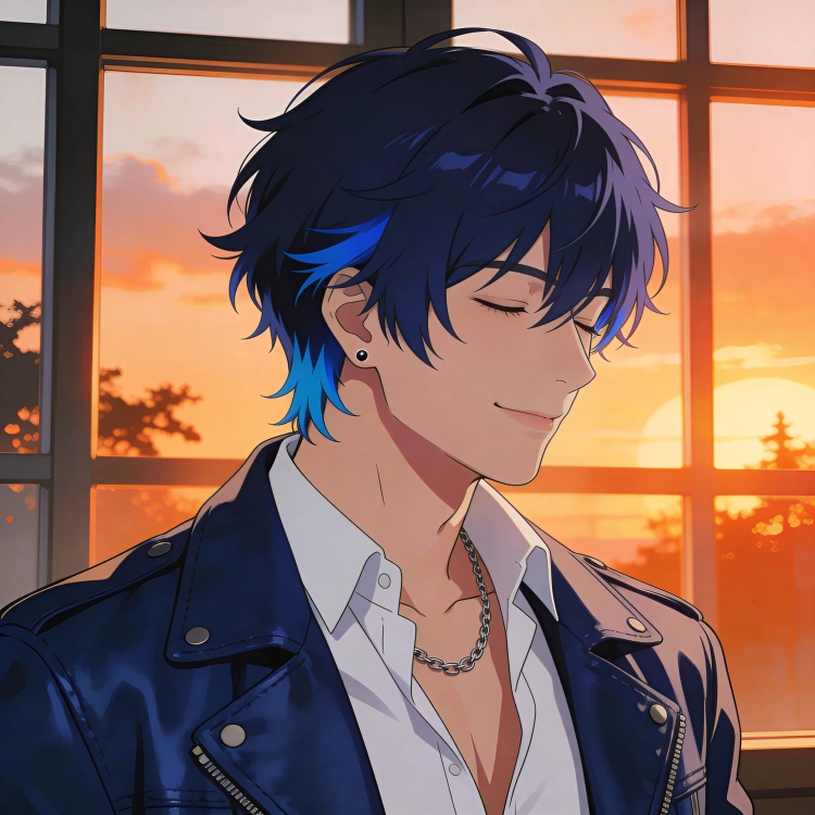 ダークブルー・シャギーショート 髪型イラスト