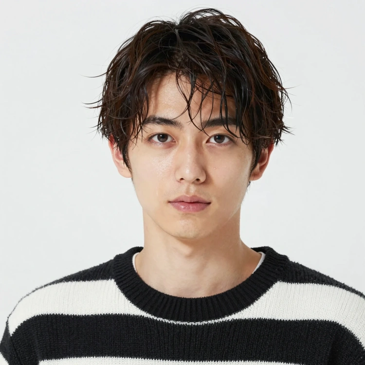 ゼロセンターパート・ウェットマッシュ メンズ髪型