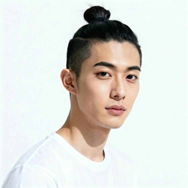 マンバン、男性のお団子ヘア