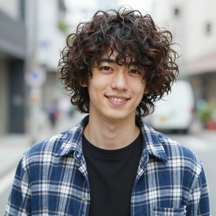 ボリュームカーリー・ナチュラルパーマ メンズ髪型