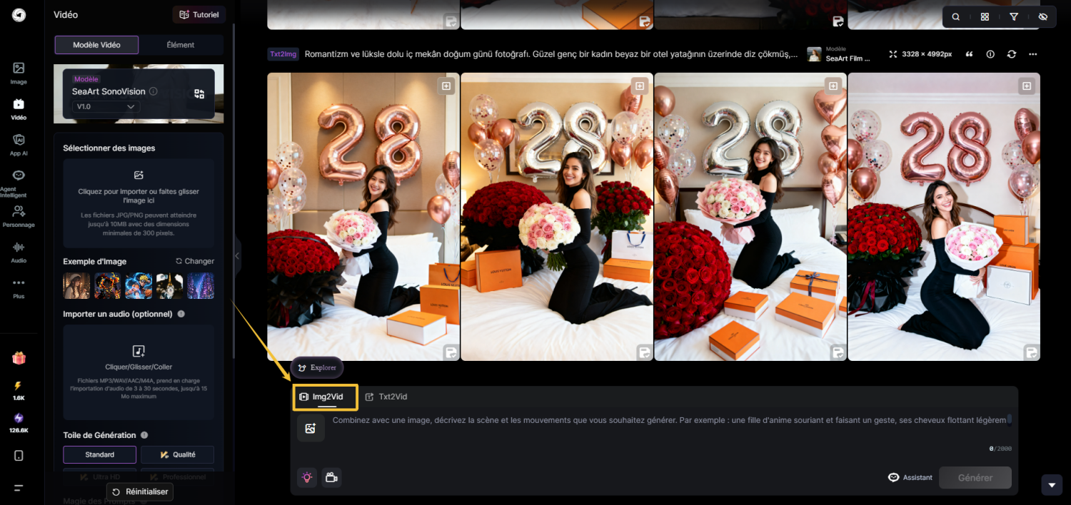 La fonction Image vers vidéo de SeaArt