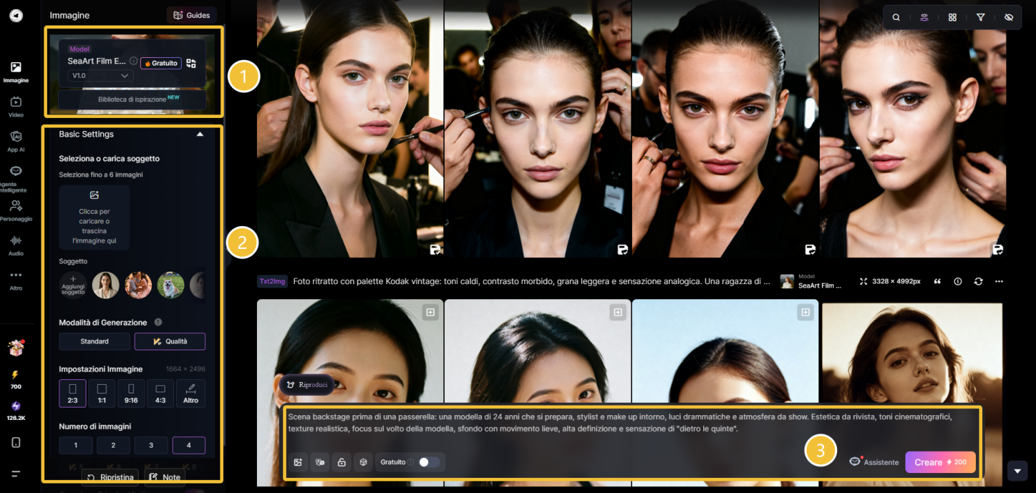 Inserisci il prompt e fai clic su Genera