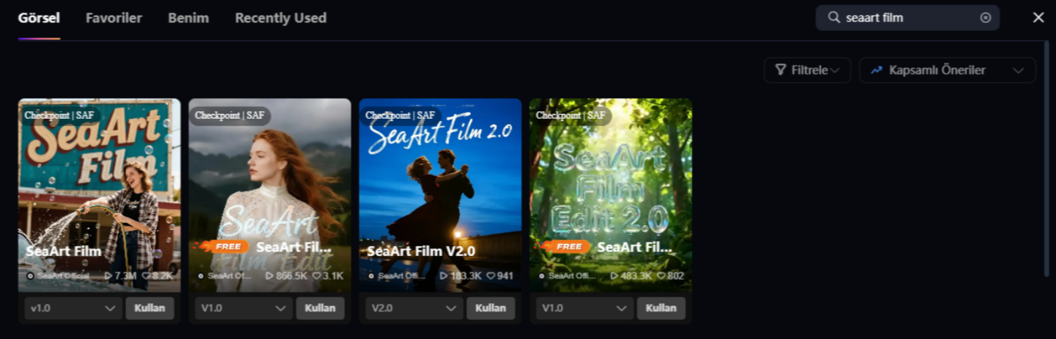 SeaArt AI’nin uygun modelini seç