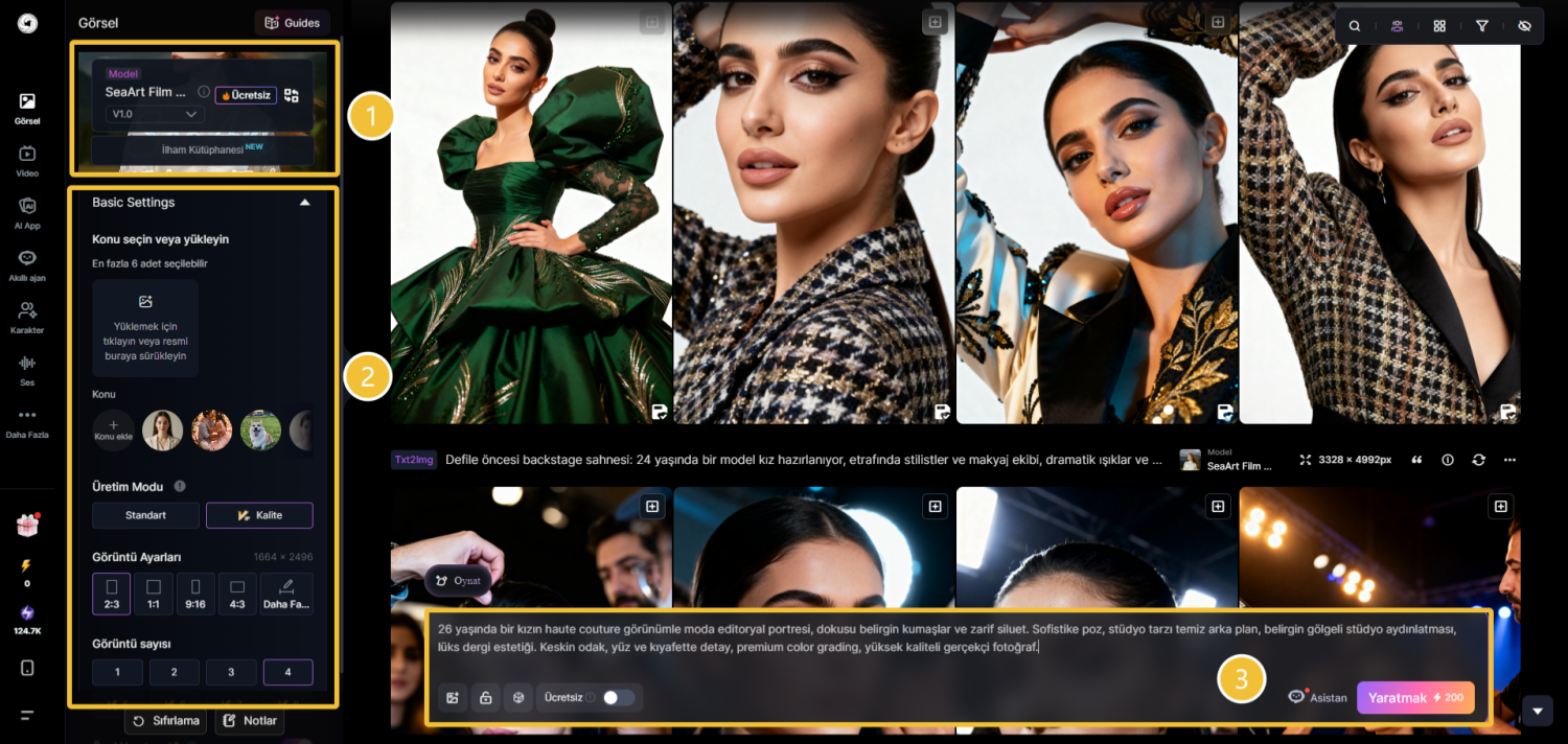 Promptu gir ve oluştur’a tıkla