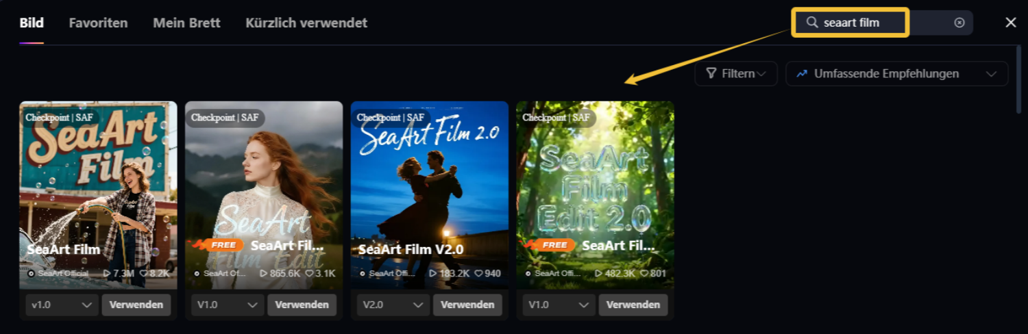 Wähle das passende SeaArt-AI-Modell aus