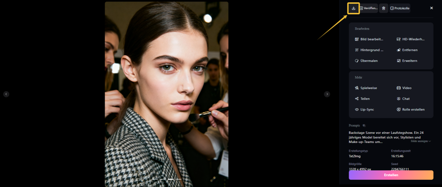 Lade das KI-generierte Mädchenfoto herunter