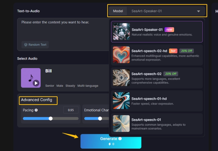 AI Voice Generator on SeaArt AI