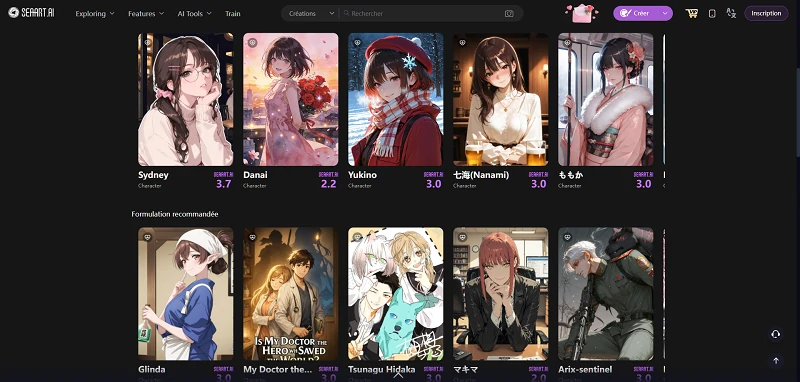 SeaArt chat IA personnage