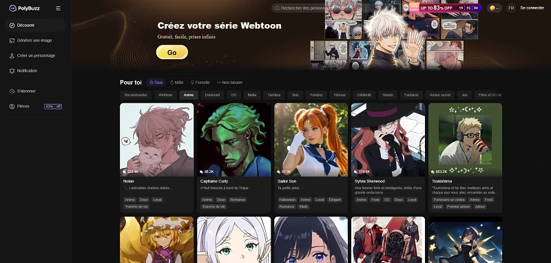 Page d’accueil de Polybuzz AI