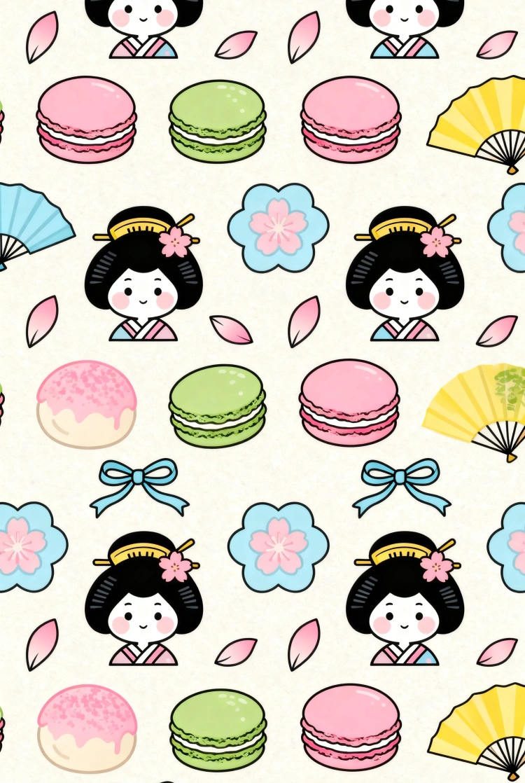 ひな祭りモチーフのシームレスパターン