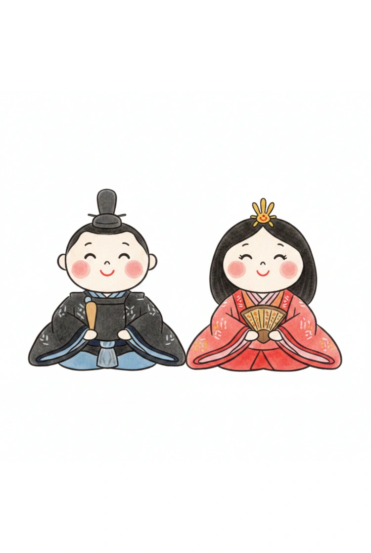 白背景・デフォルメ雛人形