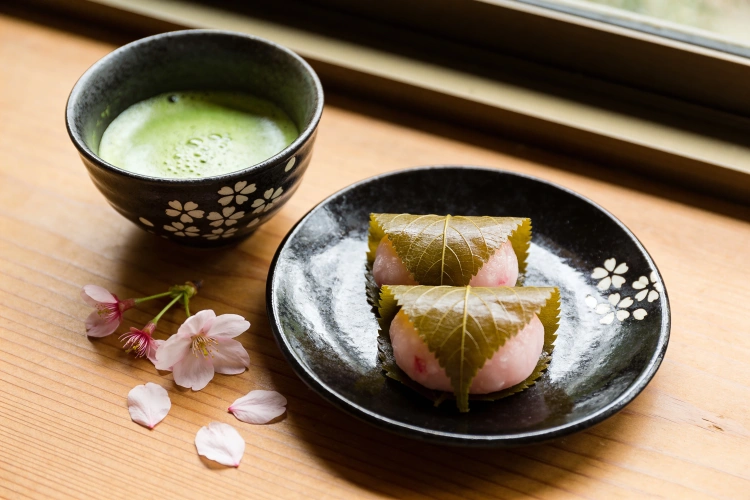 桜餅と抹茶のセット