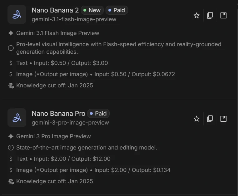 Nano Banana 2 vs. Nano Banana Pro - API Pricing