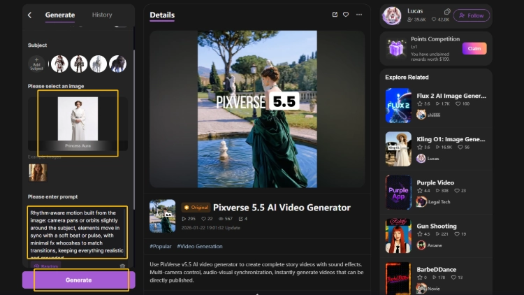 How to Use Pixverse 5.5 on SeaArt AI Step 2