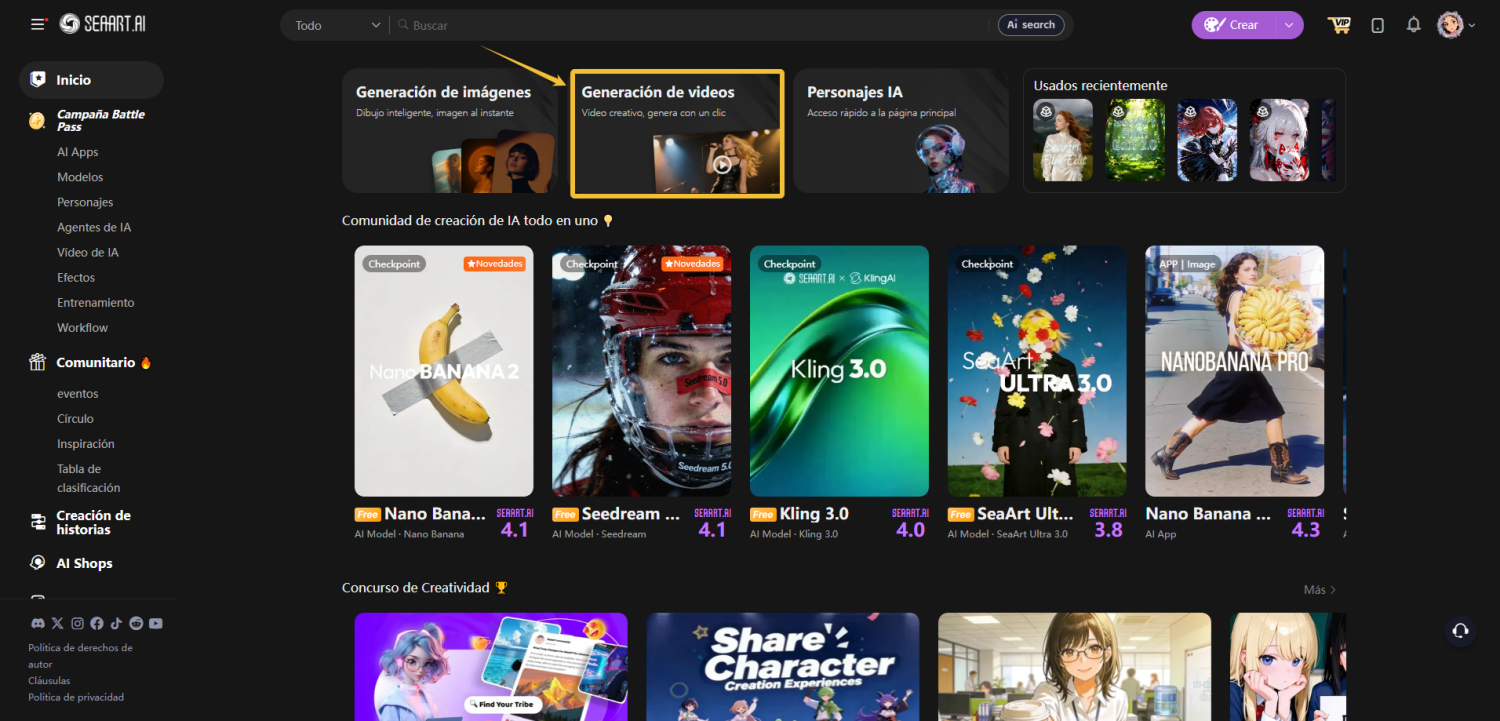 Generador de video de SeaArt AI