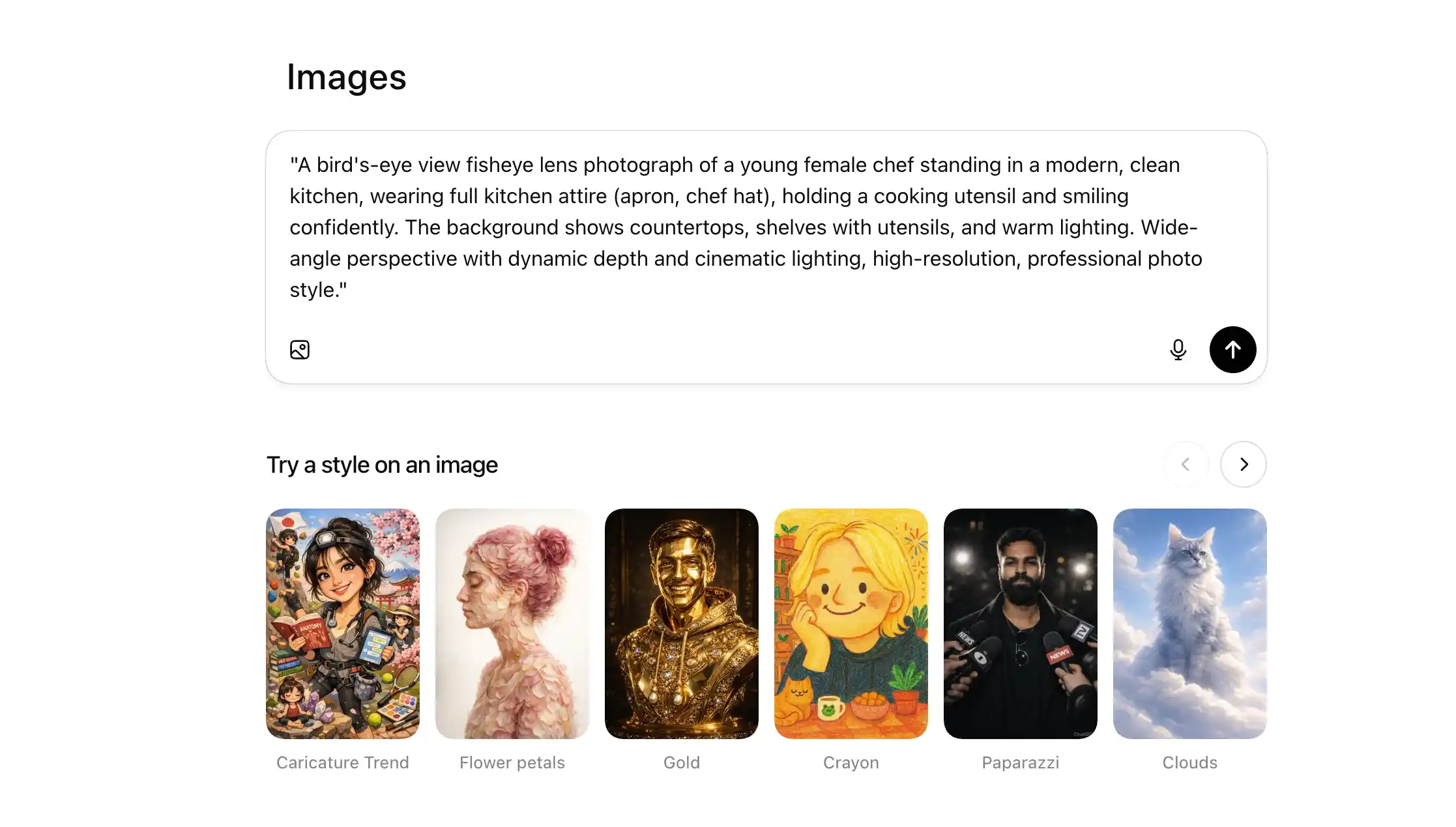 Interfaz de generación de imágenes de ChatGPT con el prompt de 