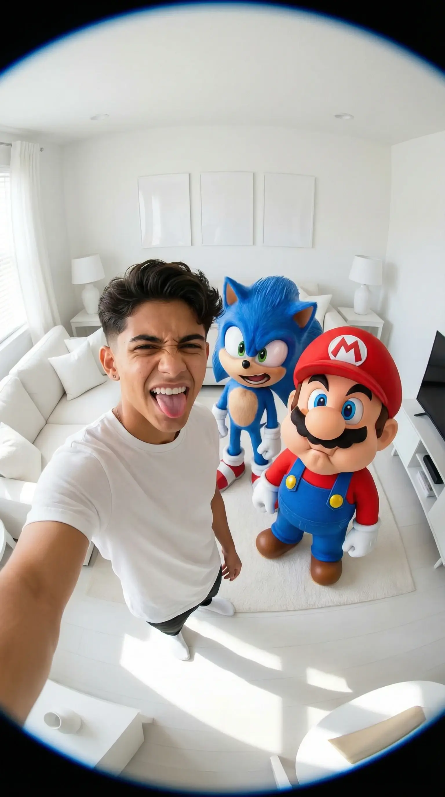 Selfie con personajes de dibujos animados