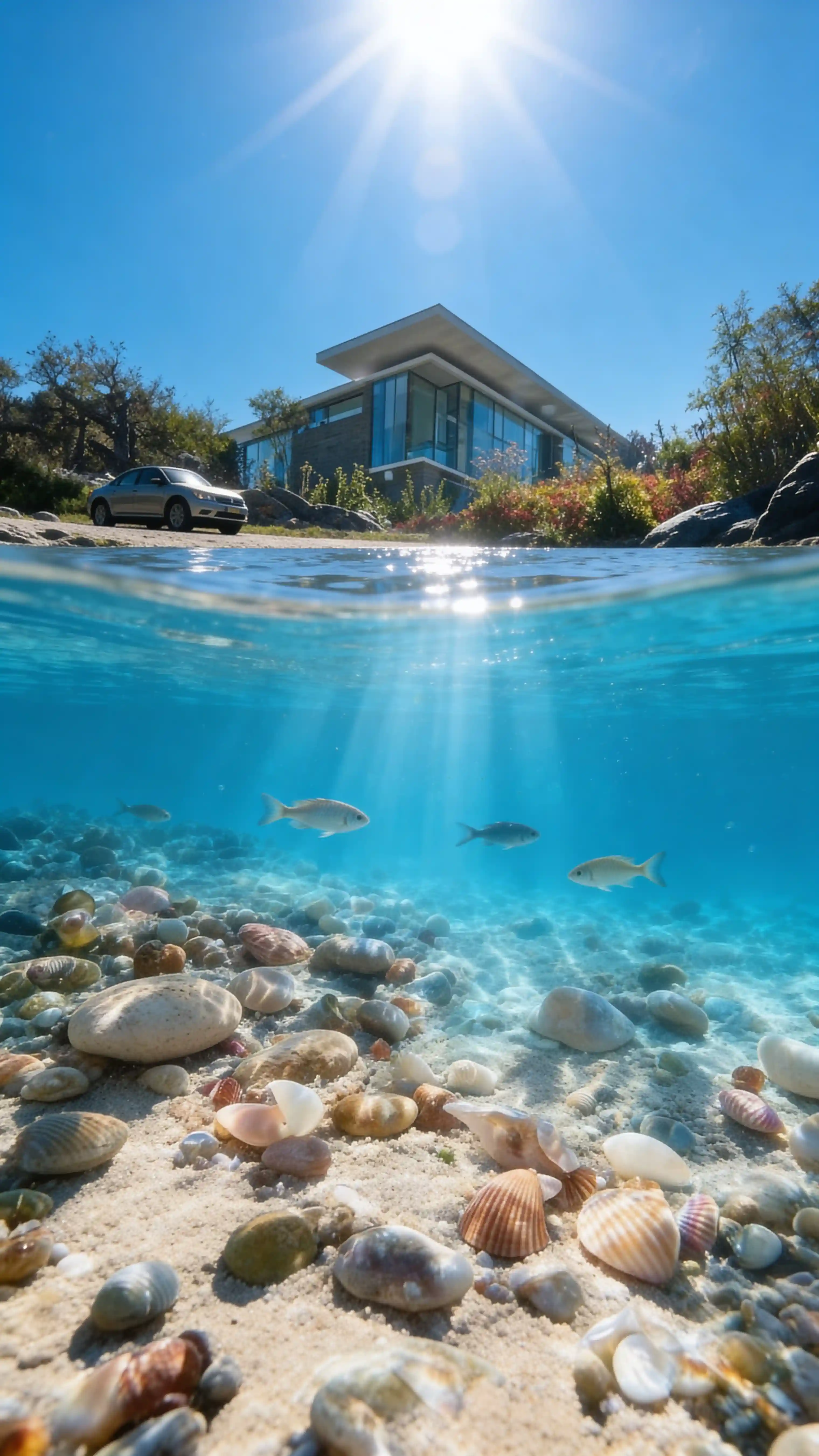 Escena submarina dividida