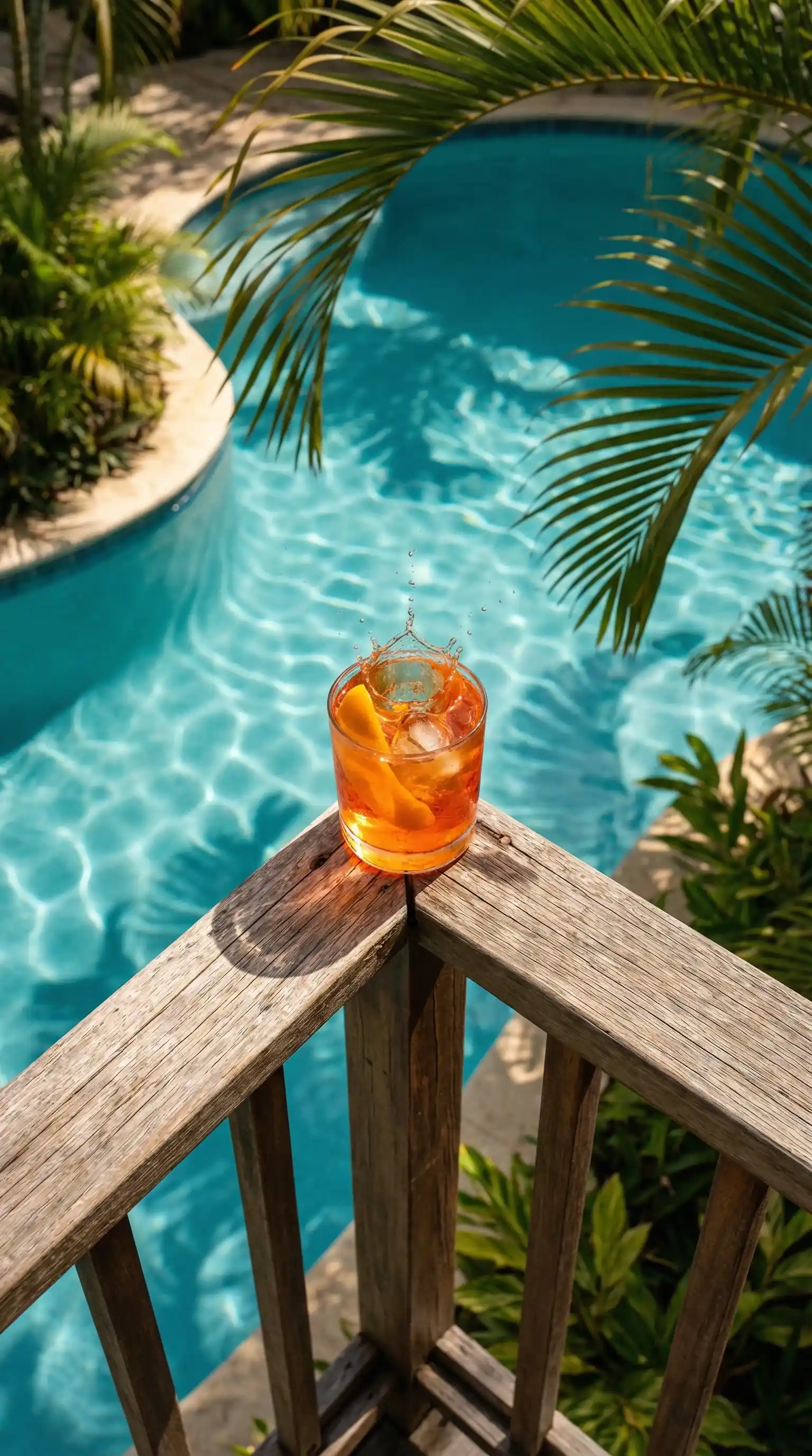 Toma de cóctel junto a la piscina