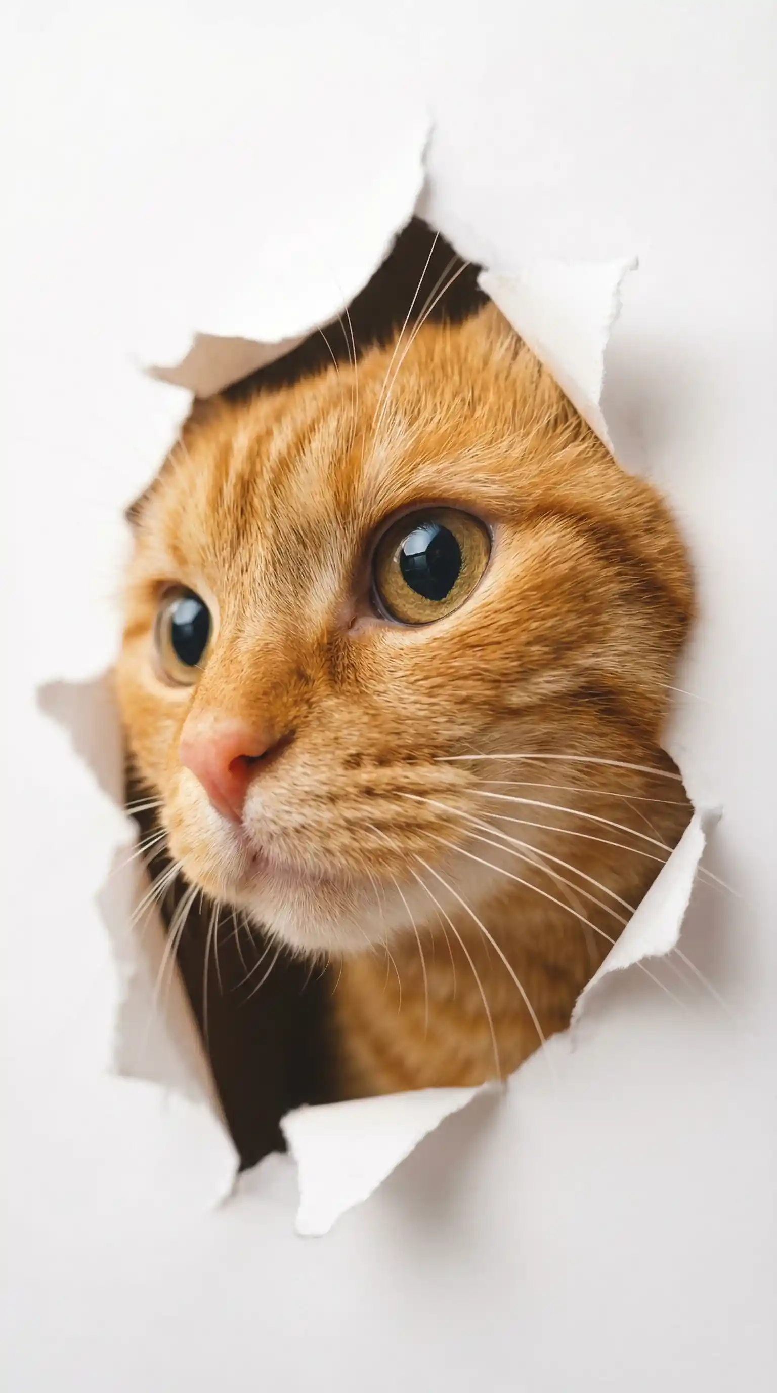 Retrato de gato en papel rasgado