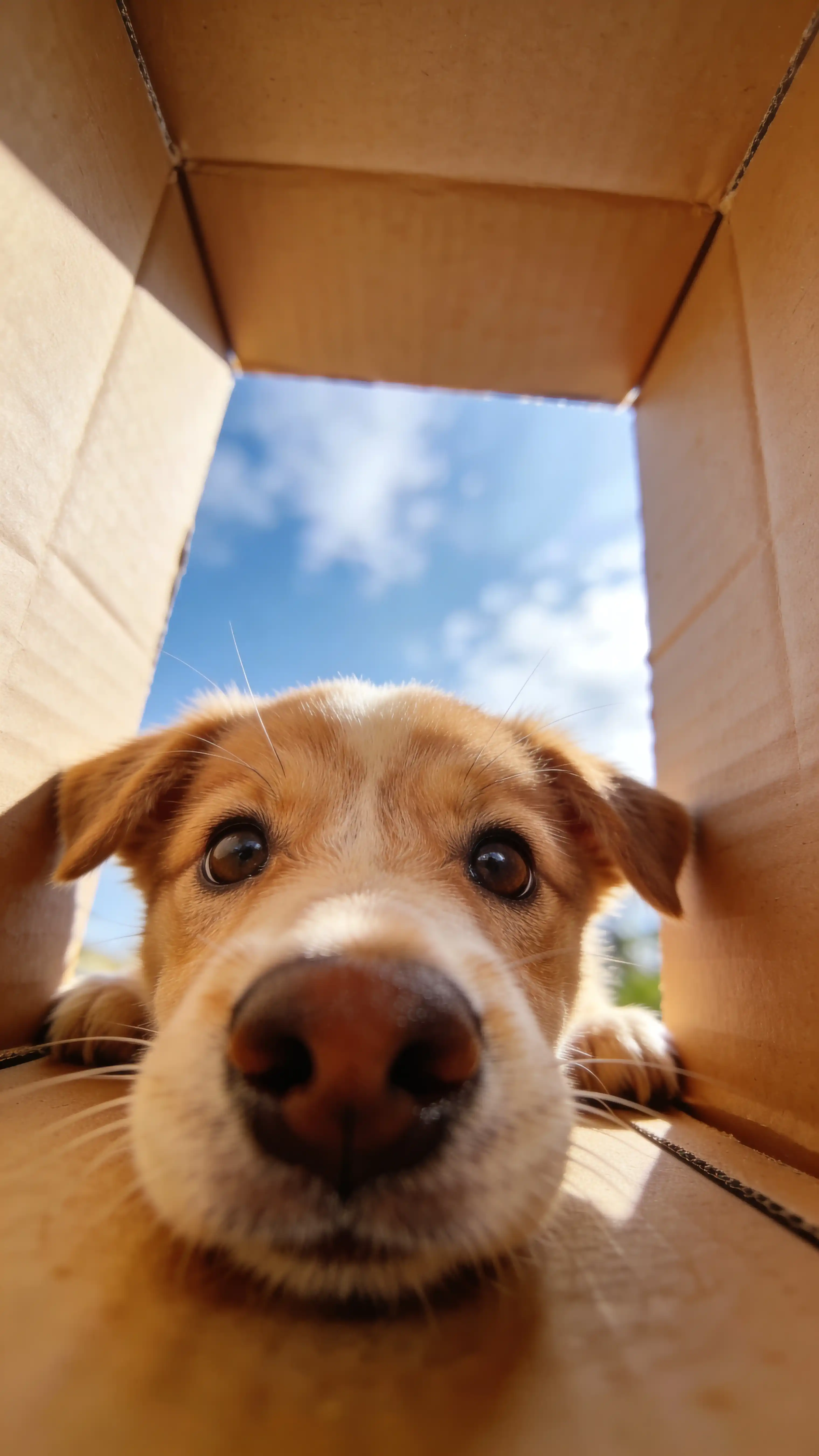 Retrato de mascota dentro de la caja