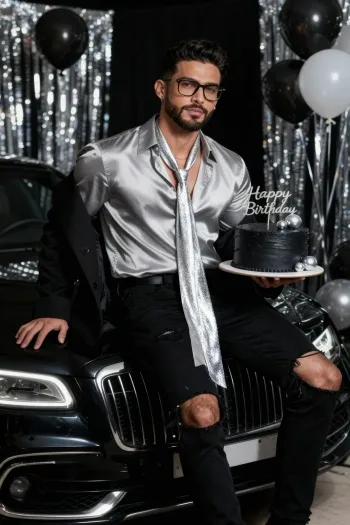 Anniversaire luxe en noir et argent
