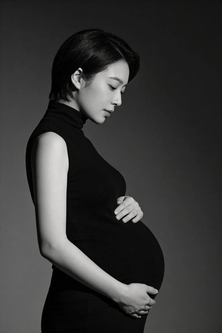 モノクロマタニティポートレート