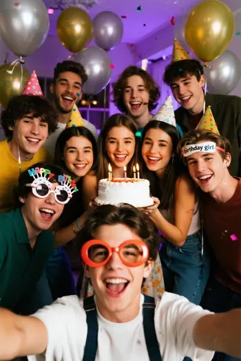 Selfie de soirée d'anniversaire